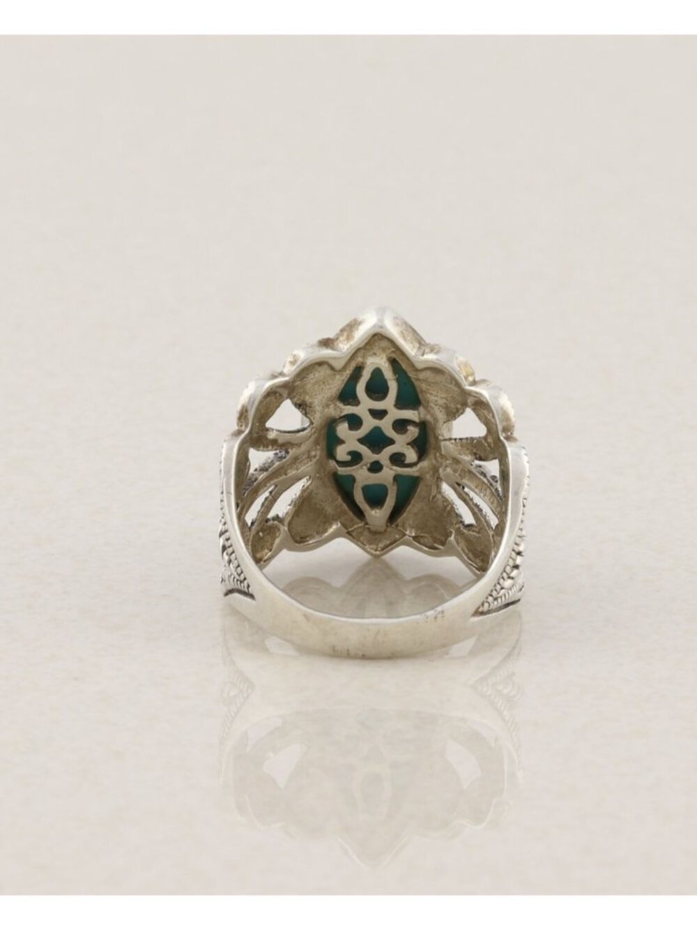 Sterling Silver Turquoise & Marcasite Ring Size 7 1/4 - Picture 6 of 7